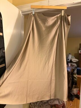 Satin A-Line Maxi Skirt in Taupe